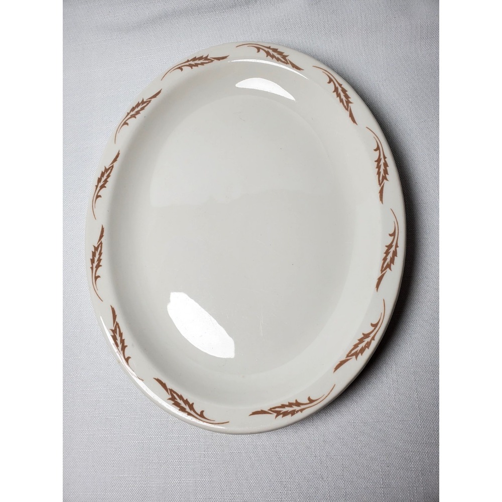 Homer Laughlin Oval Platter Brown Wheat Pattern USA Vintage Cottagecore